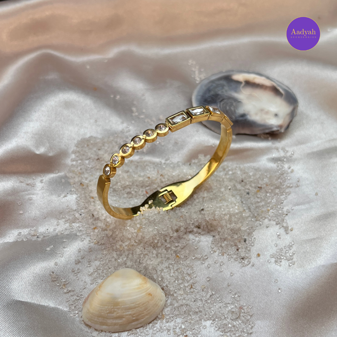 Anti-Tarnish Stone Studded Korean Bangle - Small Size