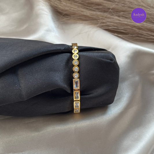 Anti-Tarnish Stone Studded Korean Bangle - Small Size
