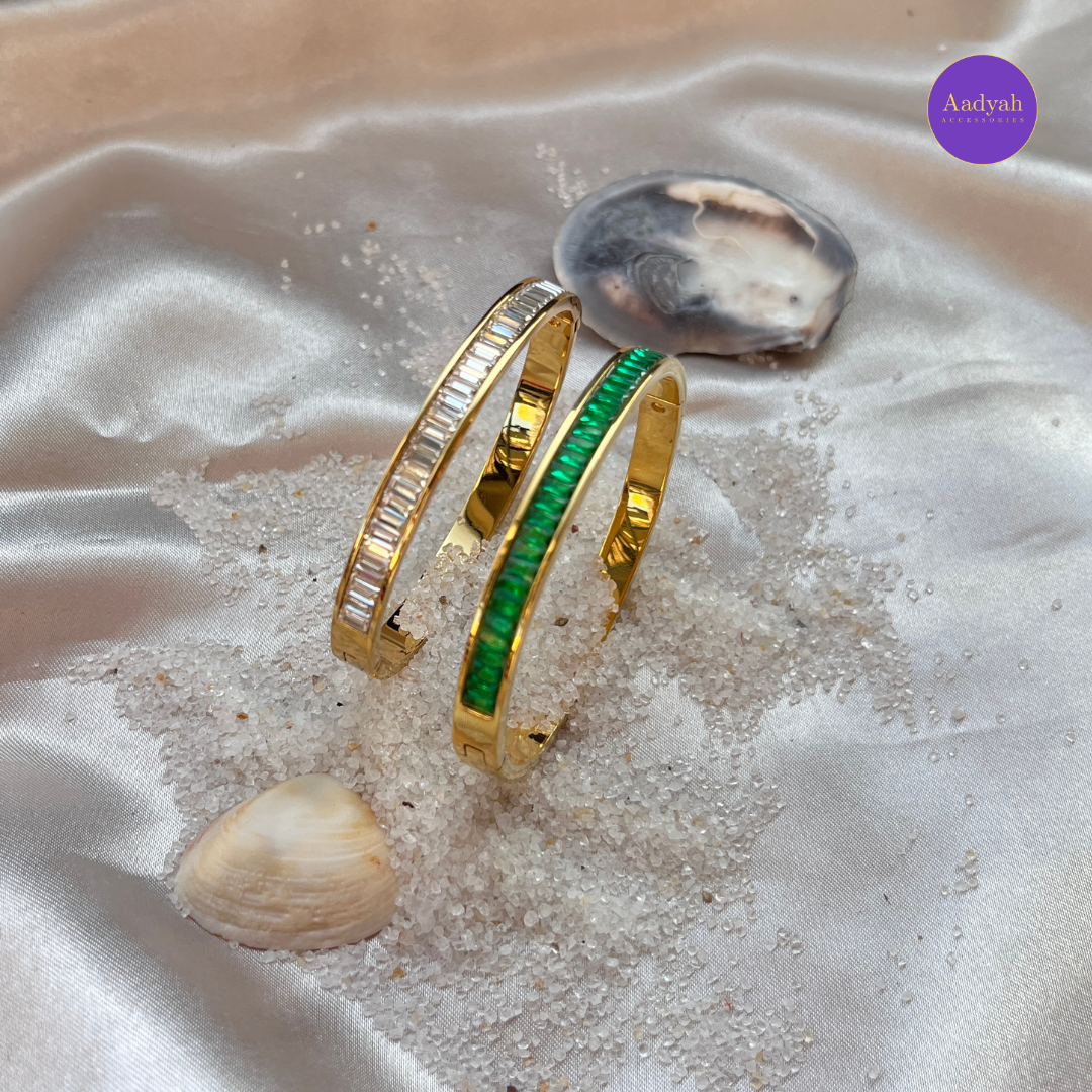 Anti-Tarnish Stone Studded Korean Bangle - Small Size