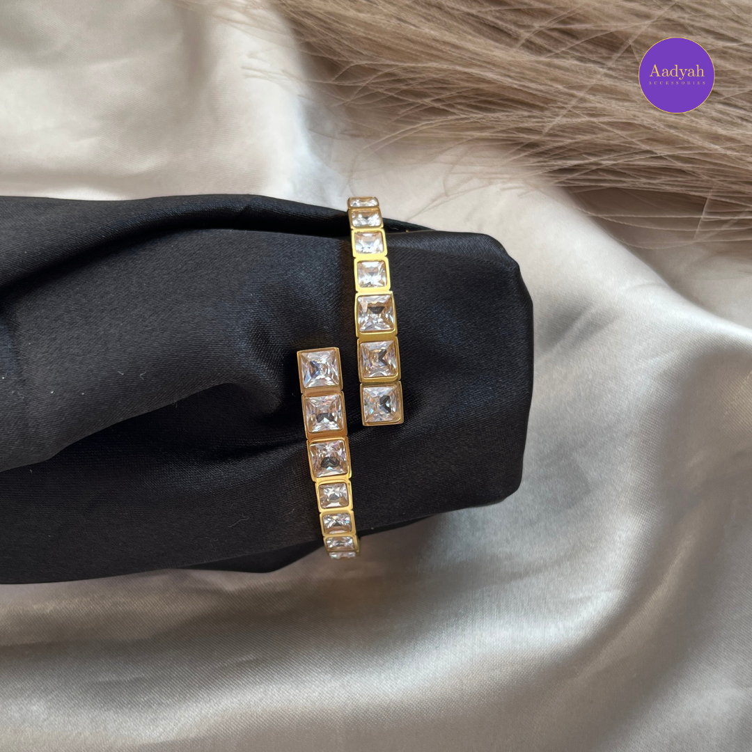 Anti-Tarnish Stone Studded Korean Bangle - Small Size