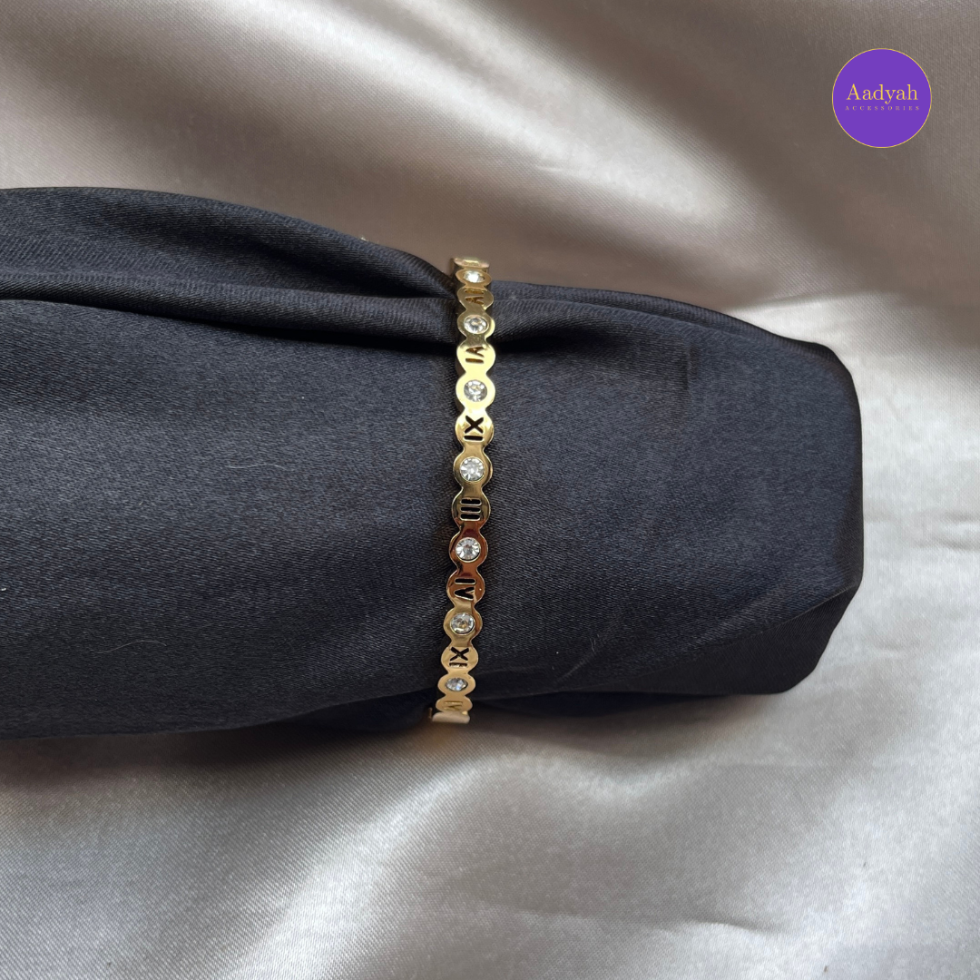 Anti-Tarnish Roman Numbers Korean Bracelet Bangle - Small Size