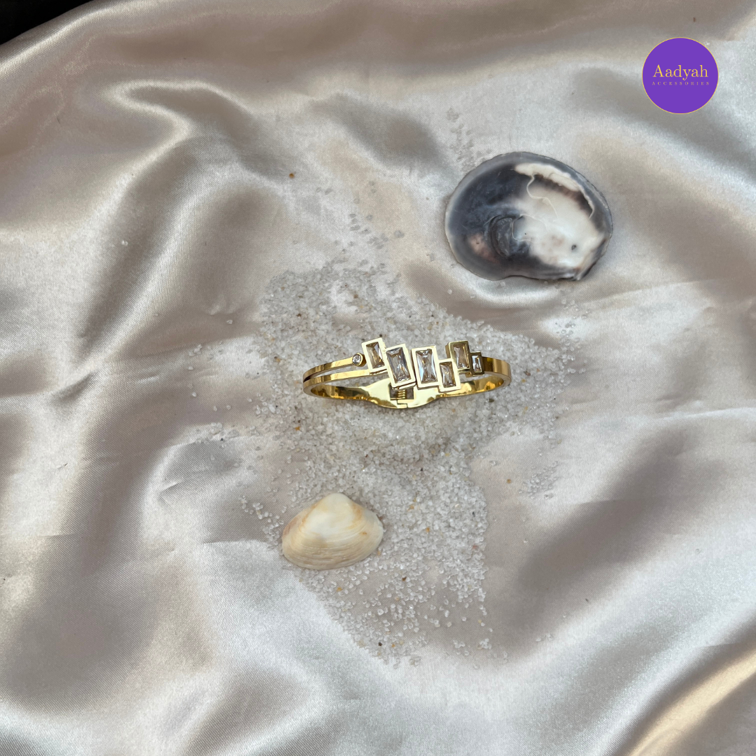 Anti-Tarnish Stone Studded Korean Bangle - Small Size