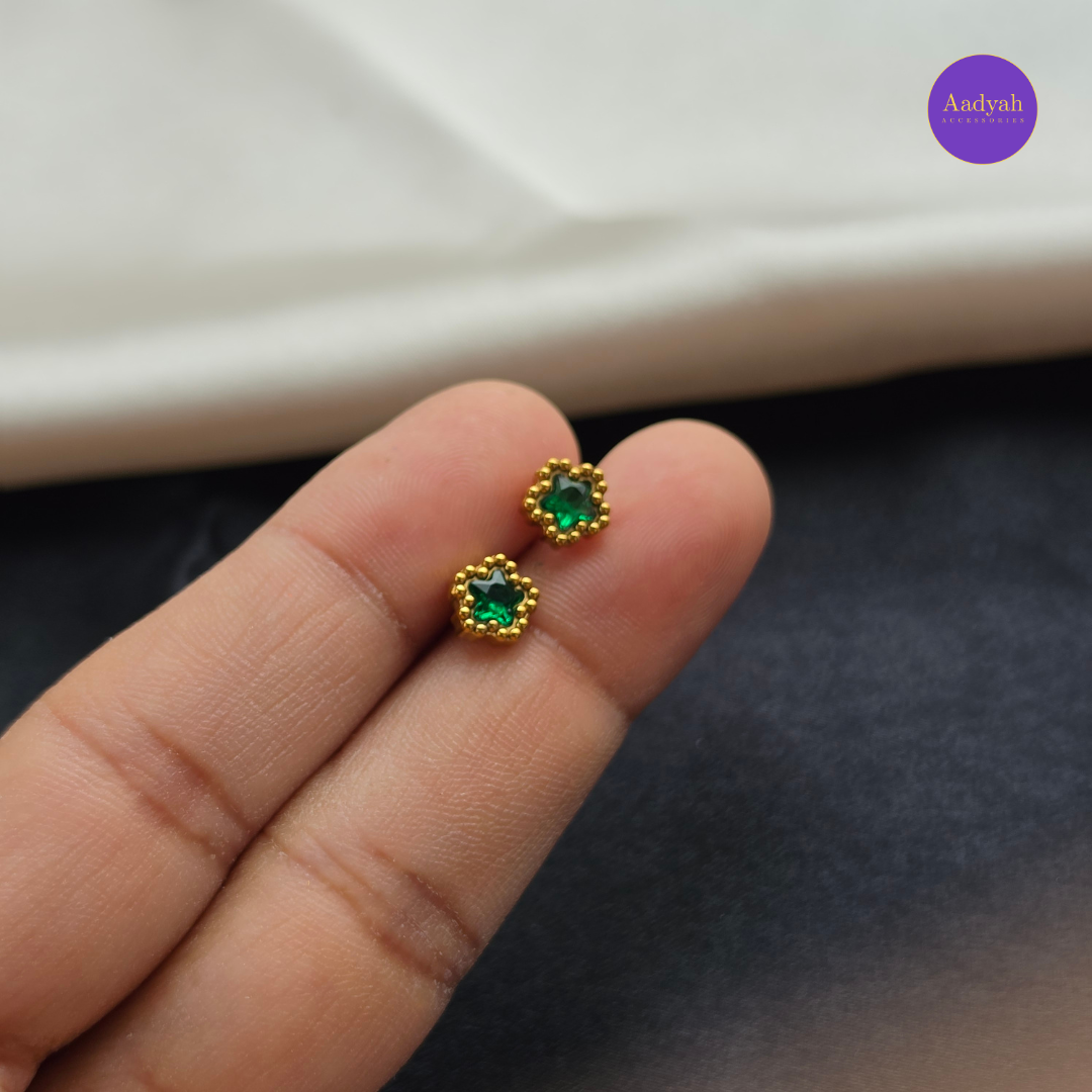 Green Floral - Small Stud