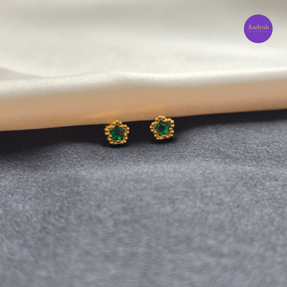 Green Floral - Small Stud