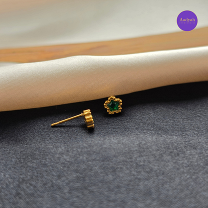 Green Floral - Small Stud