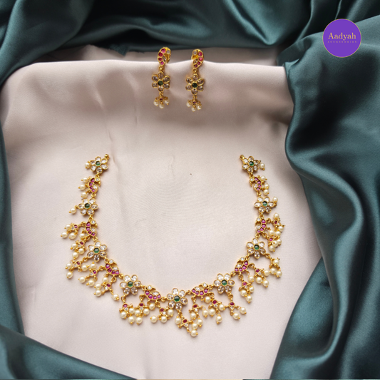 Guttapusulu AD Necklace Set - Multi