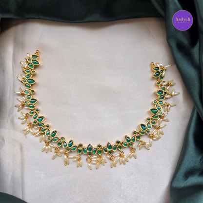 Guttapusulu  Necklace Set - Green & Pink