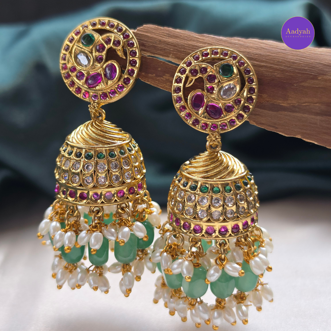 Guttapusulu  Peacock Necklace Set - Multi
