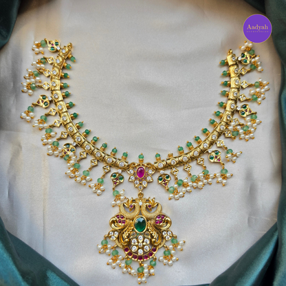Guttapusulu  Peacock Necklace Set - Multi