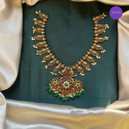 Peacock Mango Kempu Necklace Set