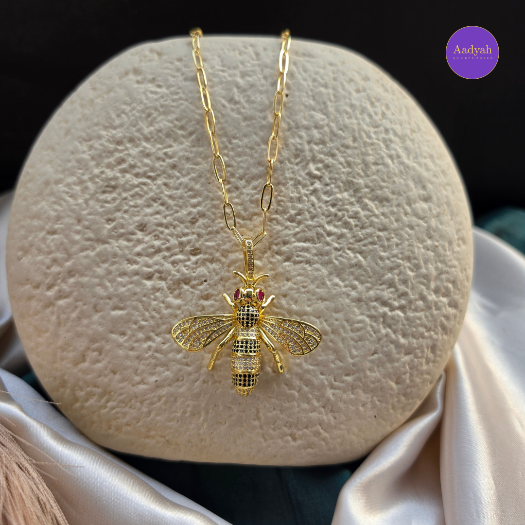 Honey Bee Anti Tanish Pendant Chain - Gold