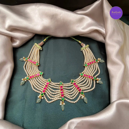 Jadau Pearl Necklace Set - Pearls