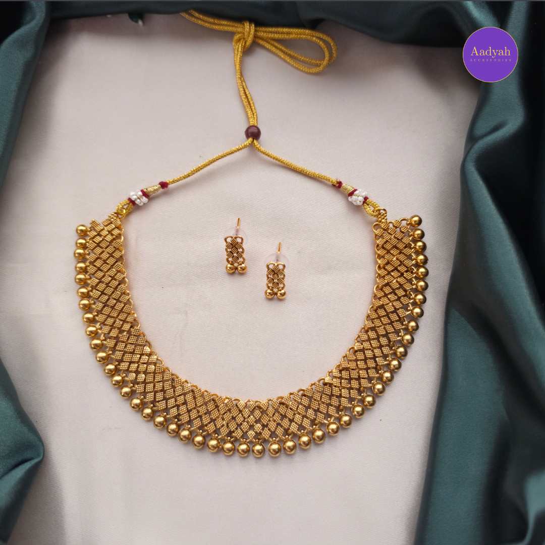 Jiya Gold Look Necklace Set - Matt