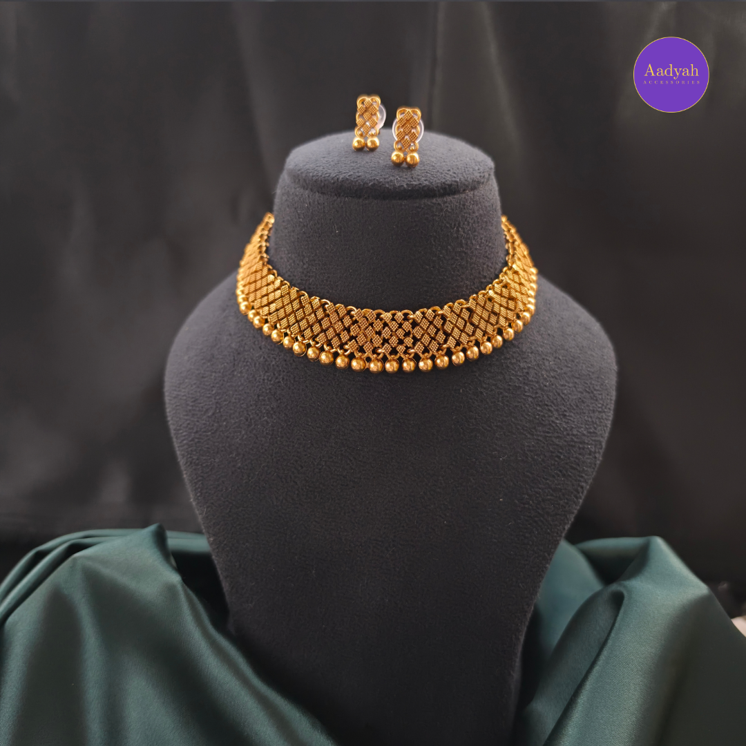 Jiya Gold Look Necklace Set - Matt