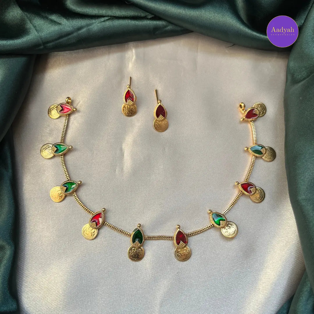Kasu Enamel Necklace Set