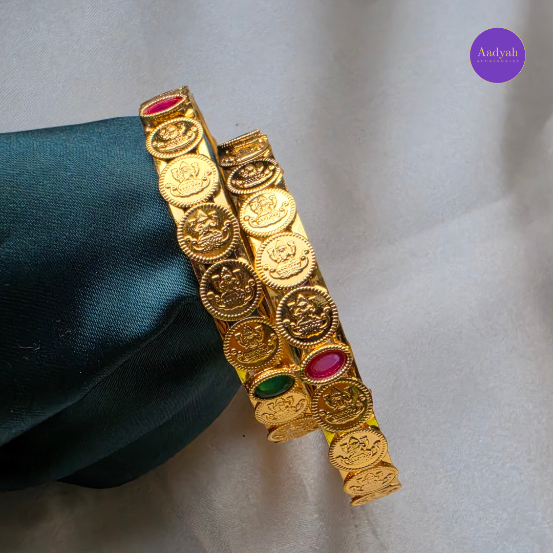 Kasu Gold Look Baby Bangles - Set of 2