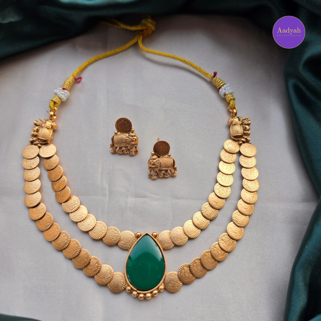 Kasu Layered Necklace Set - Green