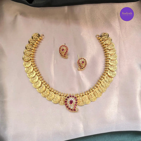 Kemp Mango Motif Necklace Set - Gold