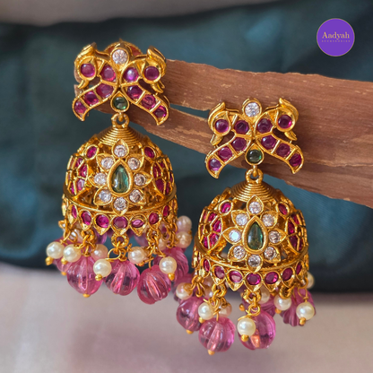 Kempu Mango Motif Necklace Set - Pink