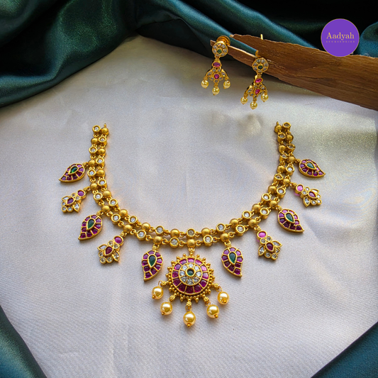 Kempu Mango Necklace Set - Multi