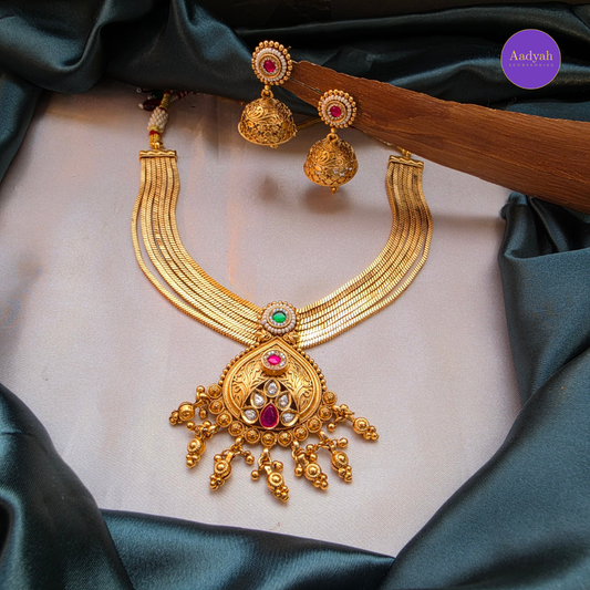 Kundan Heritage Necklace Set - Multi