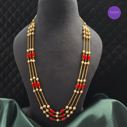 Layered Coral Mala - Gold