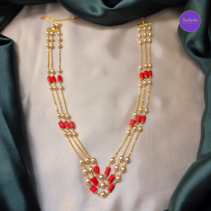 Layered Coral Mala - Gold