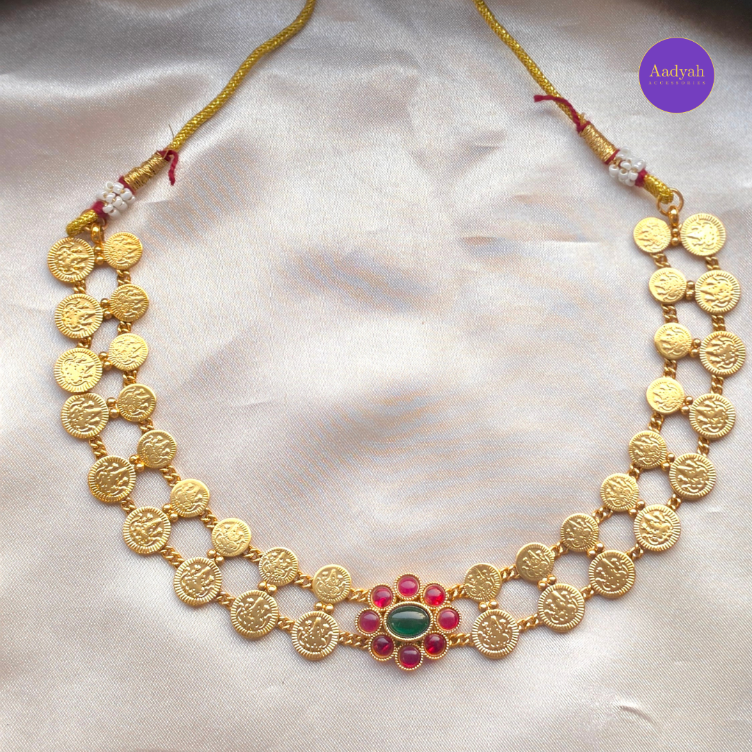 Layered Kasu Stone Necklace Set - Multi