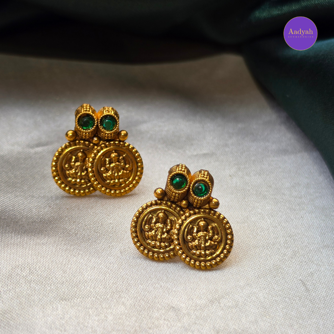 Layered Kasu Stone Necklace Set - Pink & Green