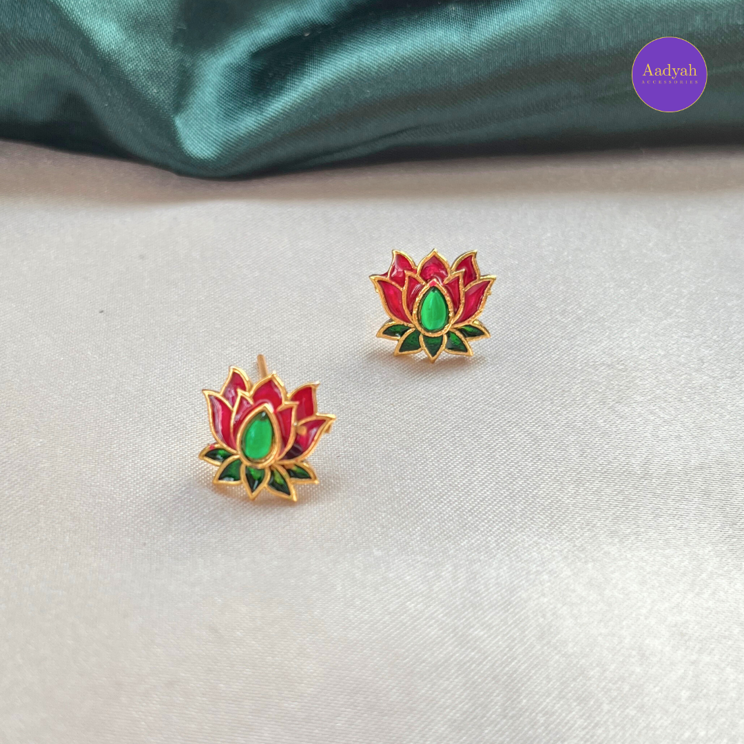 Lotus Enamel Necklace Set - Multi