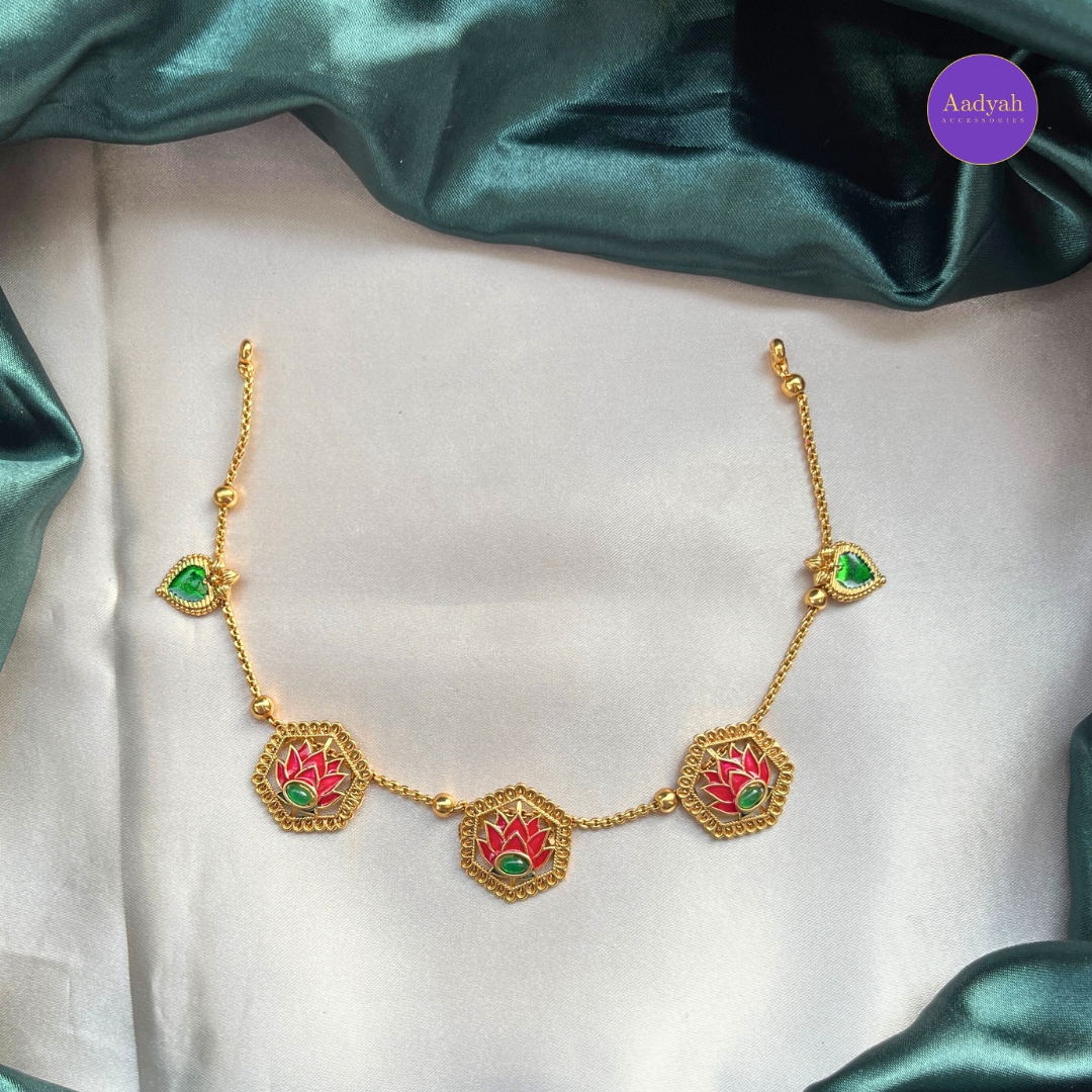 Lotus Enamel Necklace Set - Multi