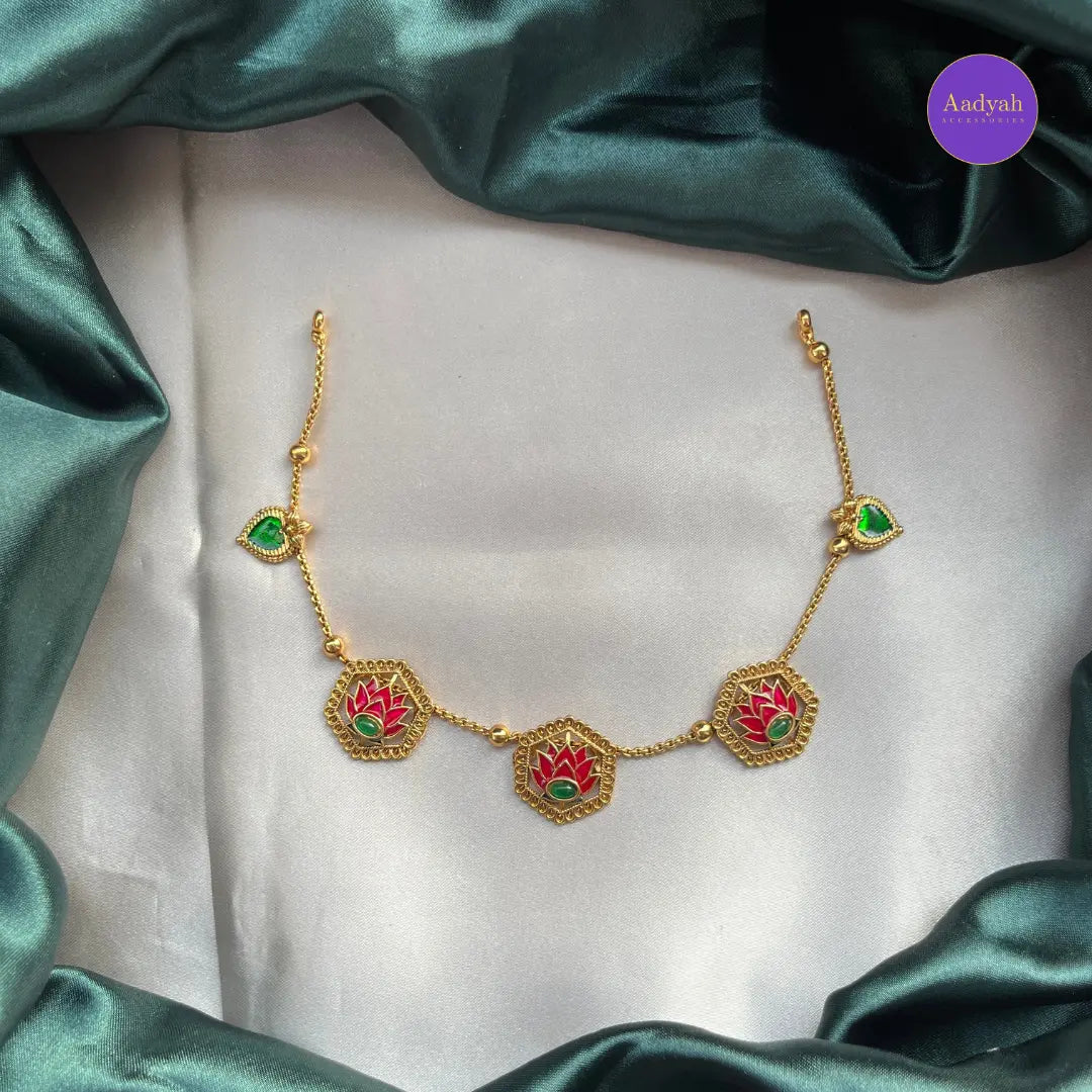 Lotus Enamel Necklace Set – Multi Colour