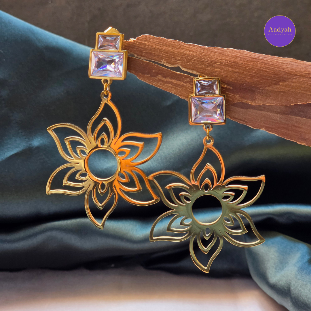 Mandala Stone Anti-Tarnish Earring - Gold