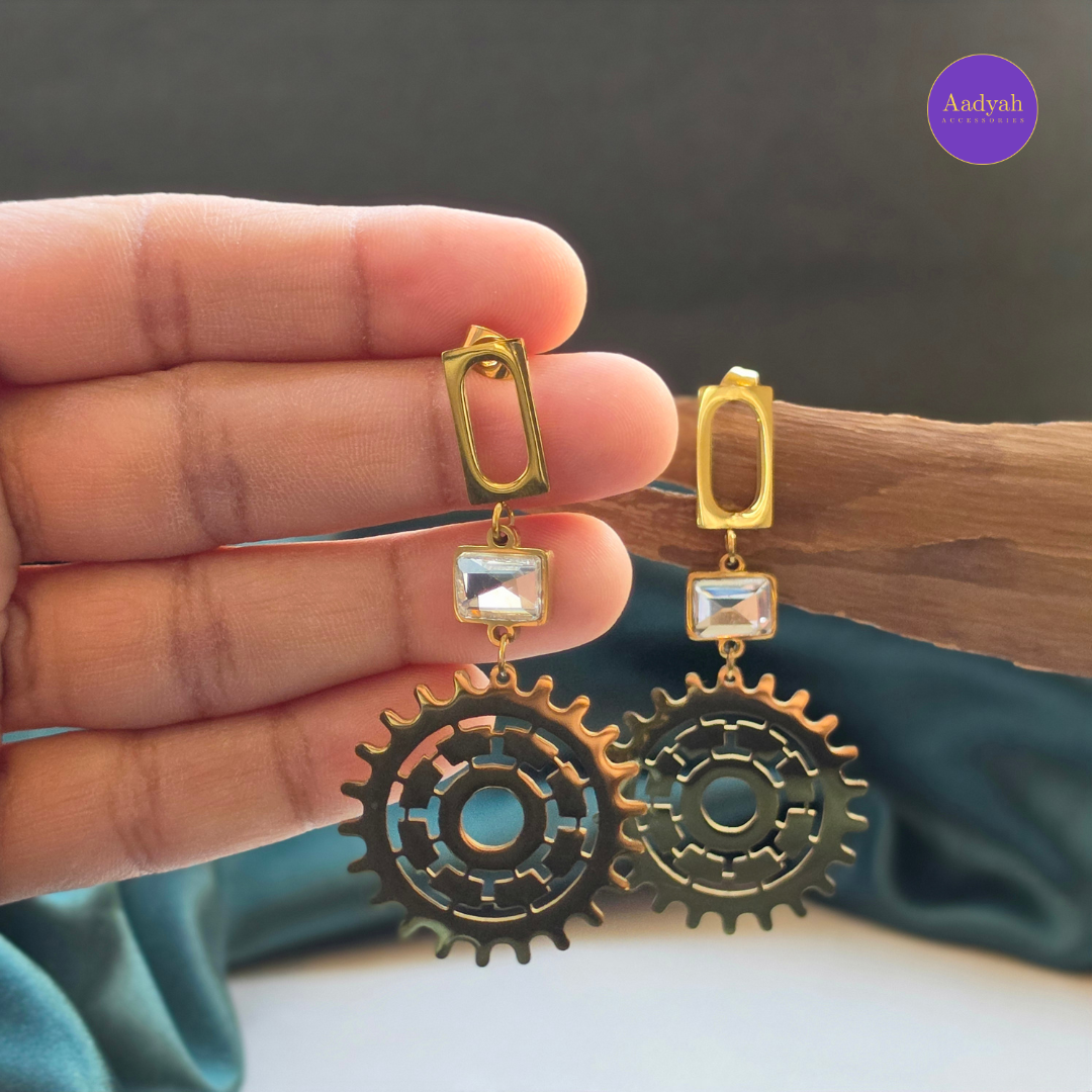 Mandala Stone Anti-Tarnish Earring - Gold