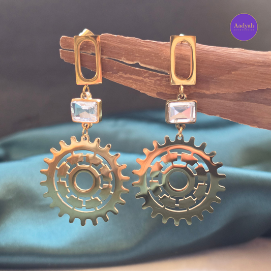 Mandala Stone Anti-Tarnish Earring - Gold