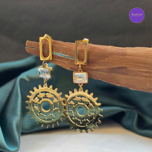Mandala Stone Anti-Tarnish Earring - Gold