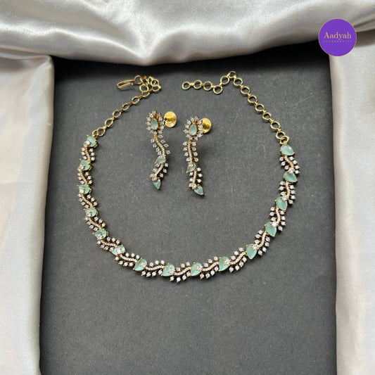 Mint Green Short Necklace Set - Mint Green