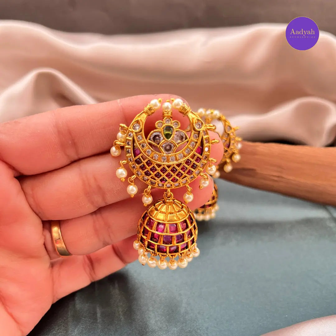 Moon Floral Jhumkas - Multi