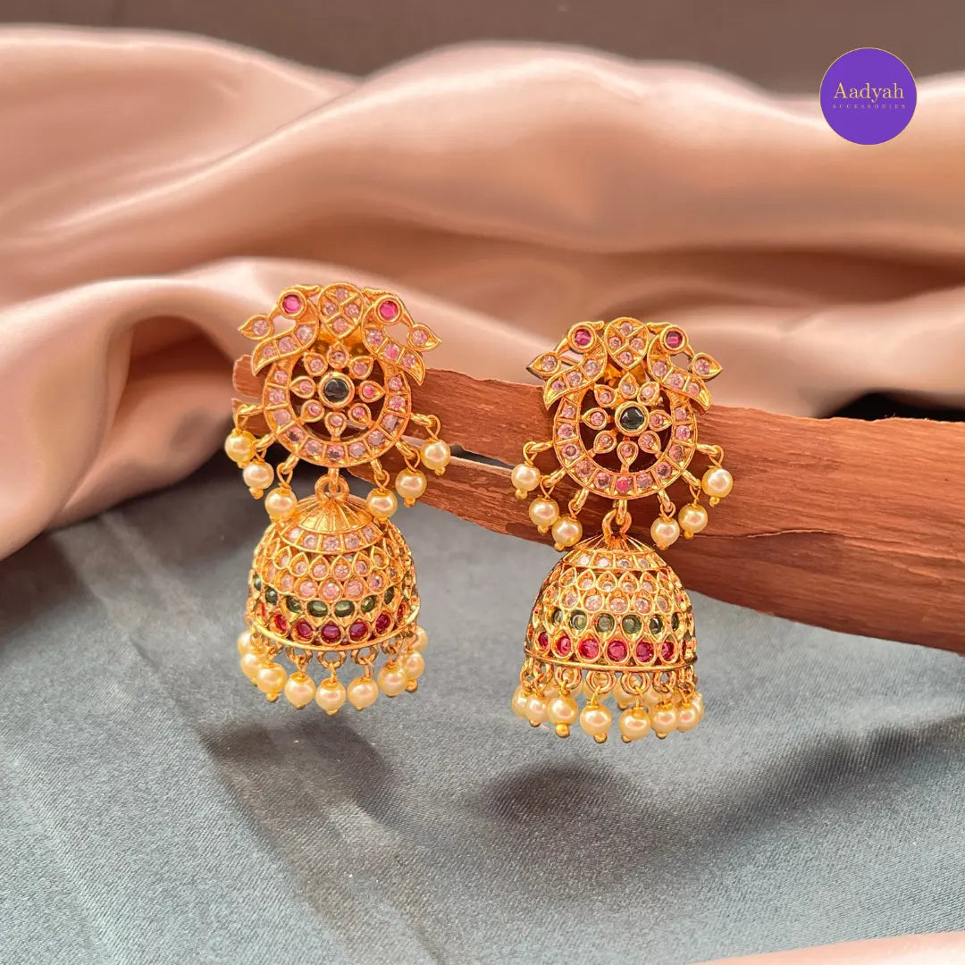 Multi Stone Jhumkas - Multi