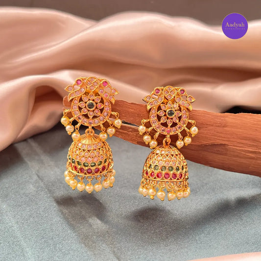 Multi Stone Jhumkas - Multi