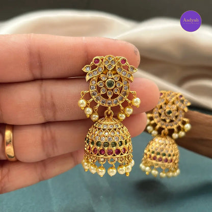 Multi Stone Jhumkas - Multi