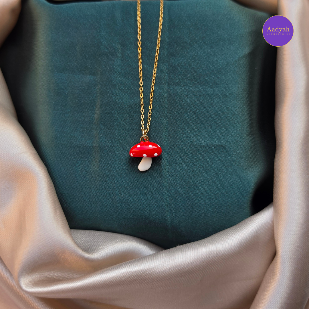 Mushroom Anti-Tarnish pendant Chain - Gold
