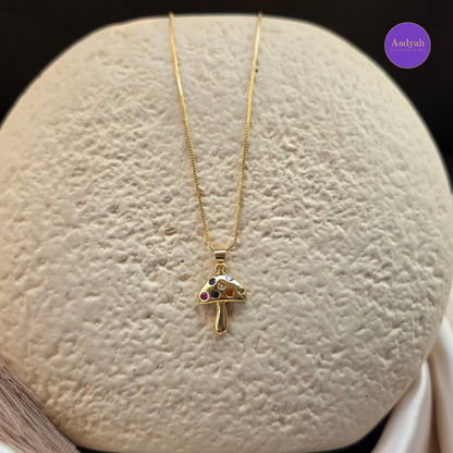 Mushroom Anti-Tarnish pendant Chain - Gold