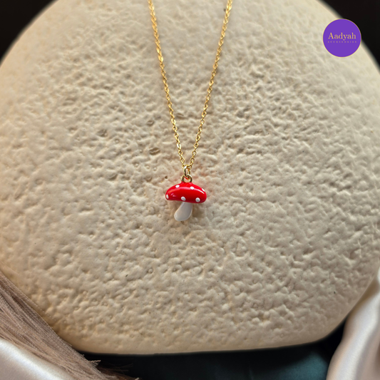 Mushroom Anti-Tarnish pendant Chain - Gold