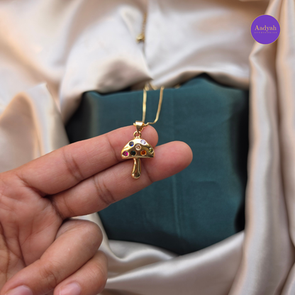 Mushroom Anti-Tarnish pendant Chain - Gold