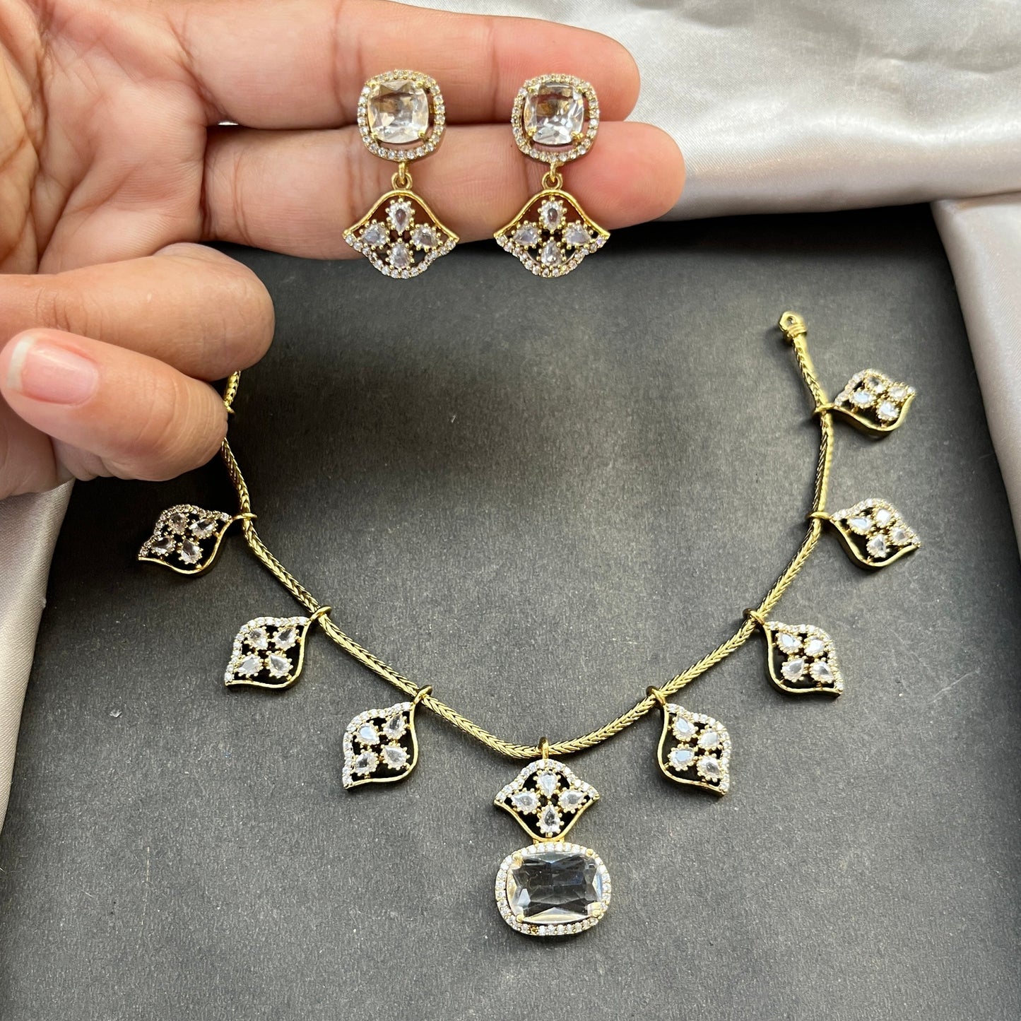 Gold look alike necklace set,Imitation jewelry,Artificial necklace set,Bridal  festive wear,Temple design 