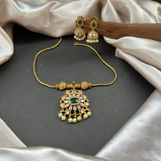 Gold look alike necklace set,Imitation jewelry,Artificial necklace set,Bridal  festive wear,Temple design 