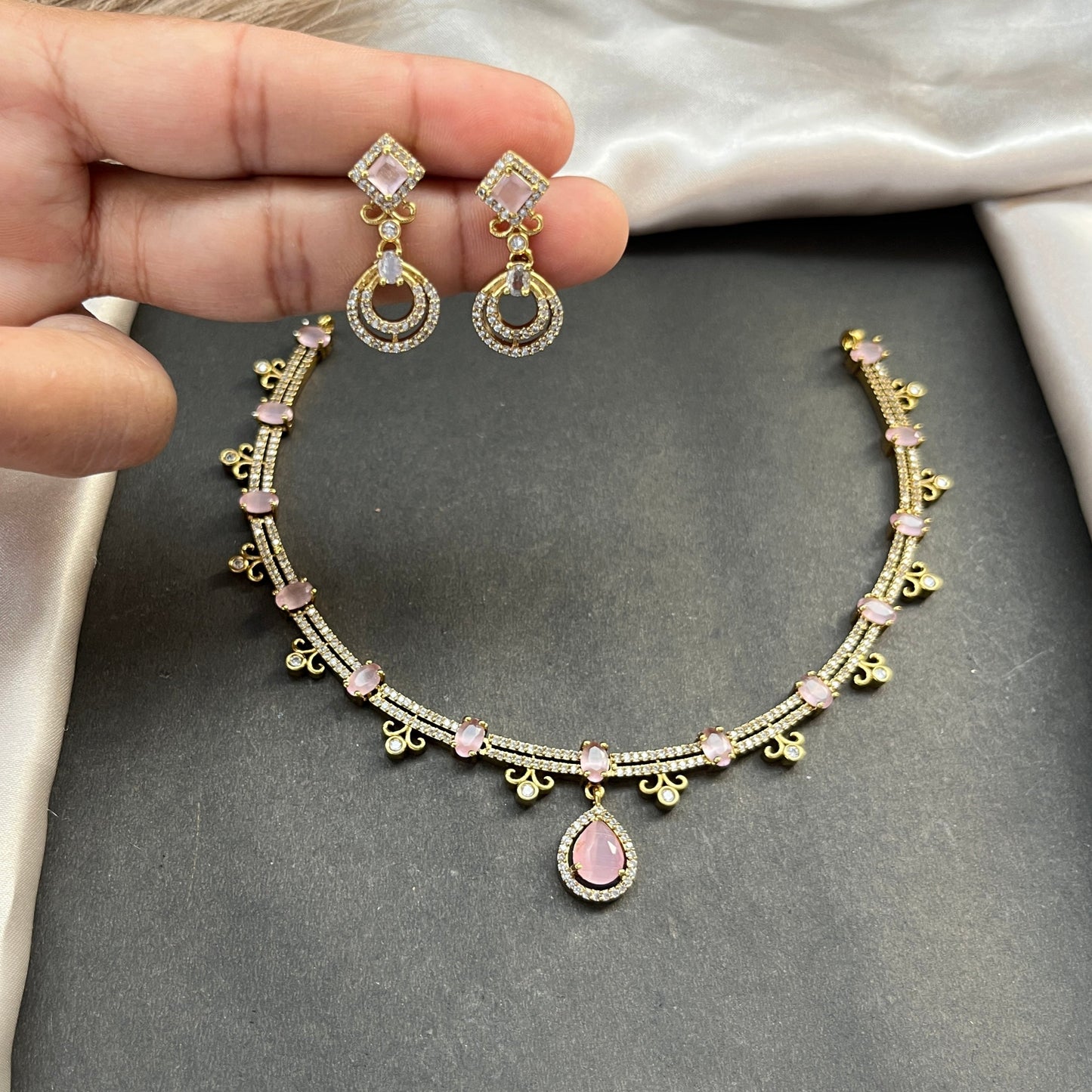 Gold look alike necklace set,Imitation jewelry,Artificial necklace set,Bridal  festive wear,Temple design 
