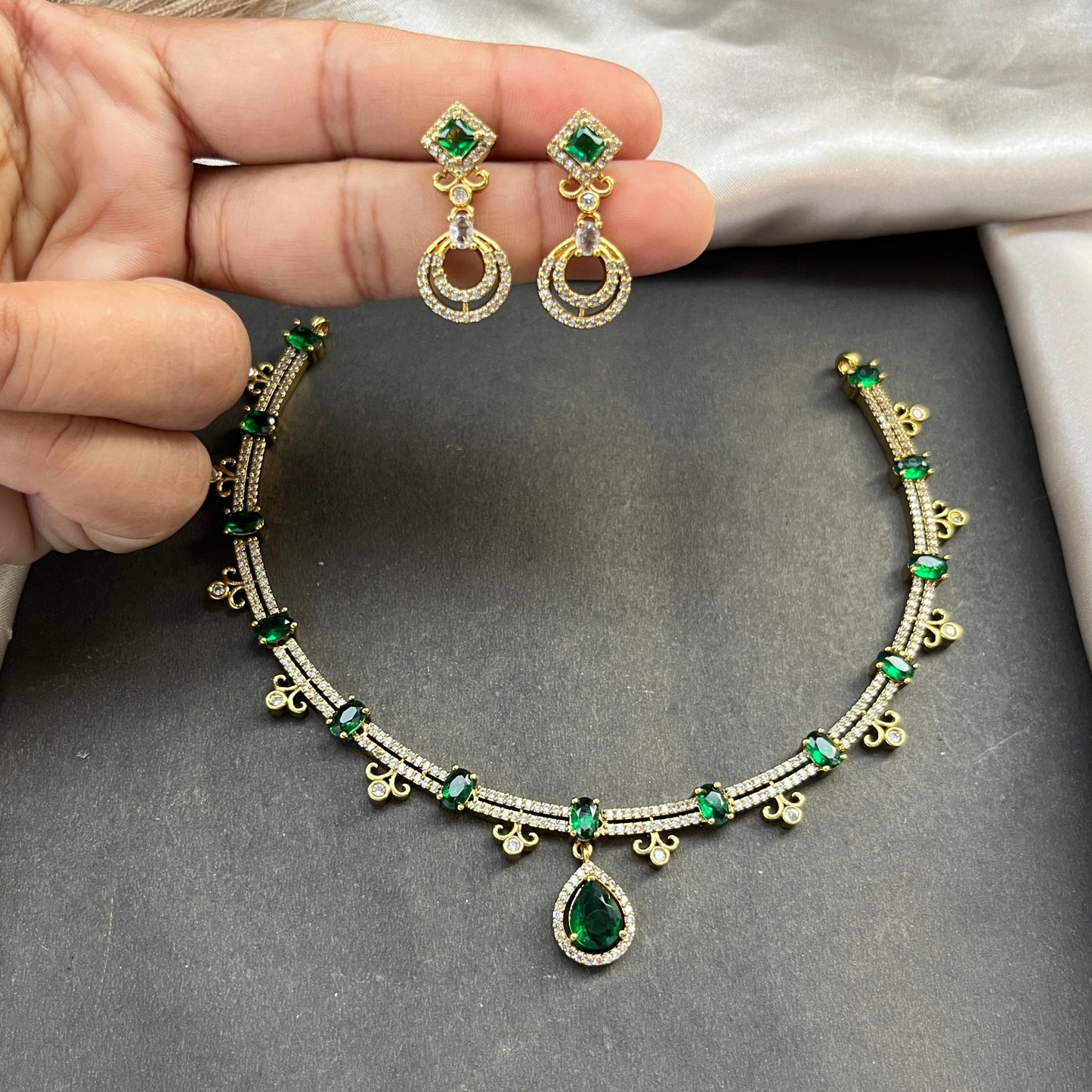 Gold look alike necklace set,Imitation jewelry,Artificial necklace set,Bridal  festive wear,Temple design 