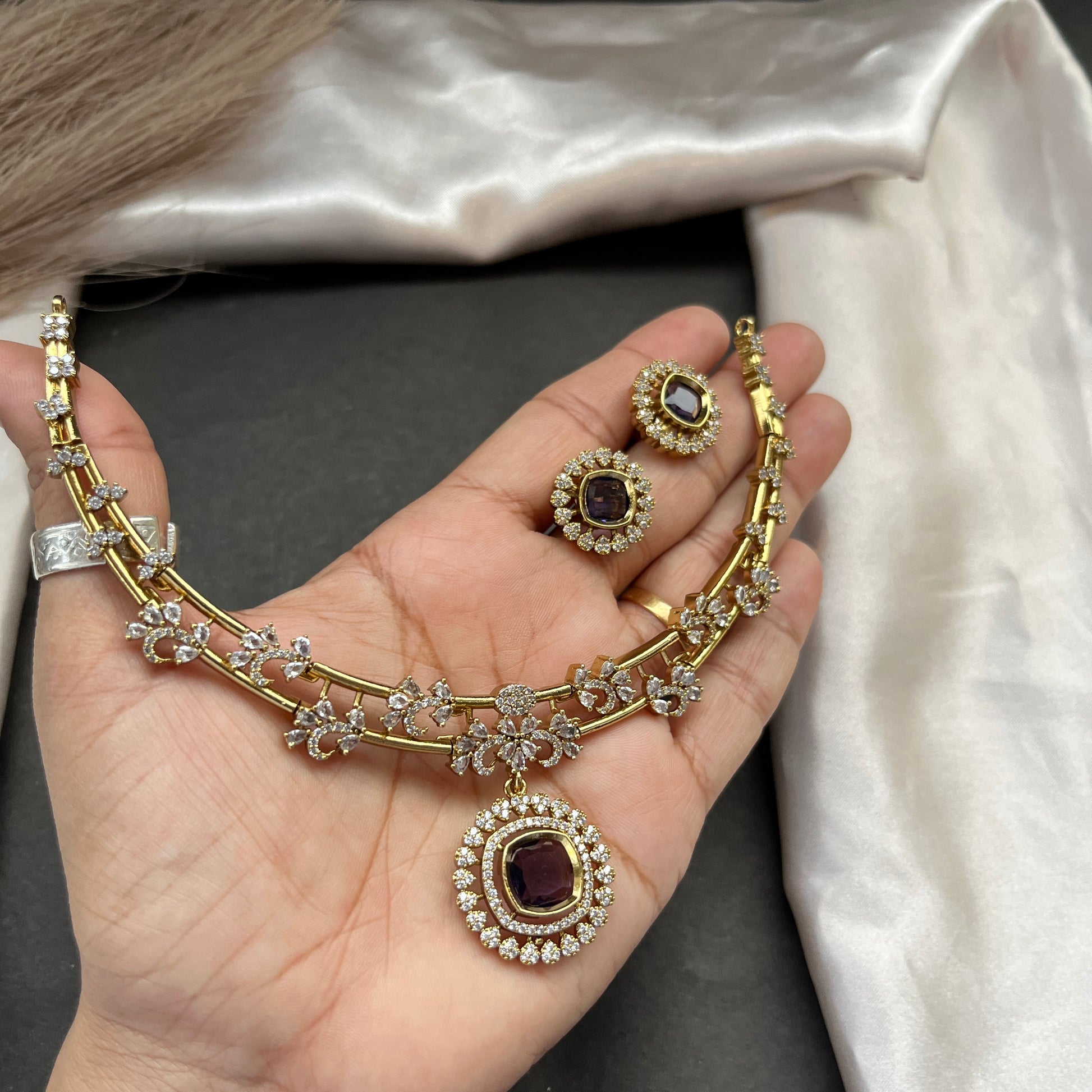 Gold look alike necklace set,Imitation jewelry,Artificial necklace set,Bridal  festive wear,Temple design